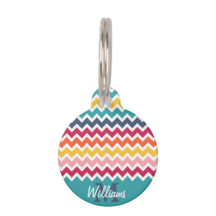 Médaillon Pour Animaux Cool tendance coloré personnalisé Monogram chevr