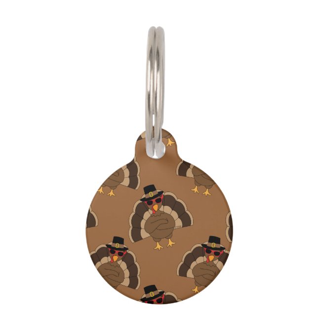 Médaillon Pour Animaux Cool Turquie Thanksgiving fun brown motif (Devant)
