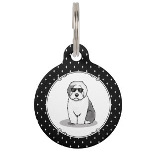 Médaillon Pour Animaux Cool Vieux Chien à mouton anglais (Grey 1) Mignonn