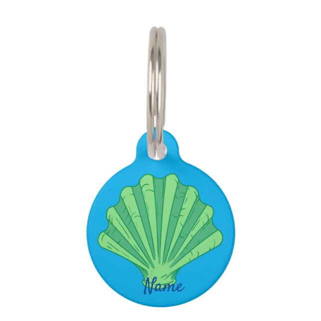 Médaillon Pour Animaux Coquille de pétoncle vert Sage Thunder_Cove (Devant)