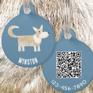 Médaillon Pour Animaux Corgi Dog Code QR personnalisé