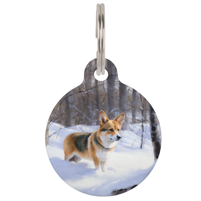 Médaillon Pour Animaux Corgi Let It Snow Noël (Devant)