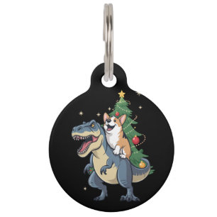 Médaillon Pour Animaux Corgi Noël Dinosaure Arbre Rex Vacances Xmas 