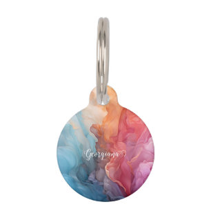 Médaillon Pour Animaux Coucher de soleil coloré personnalisé sur encre d'