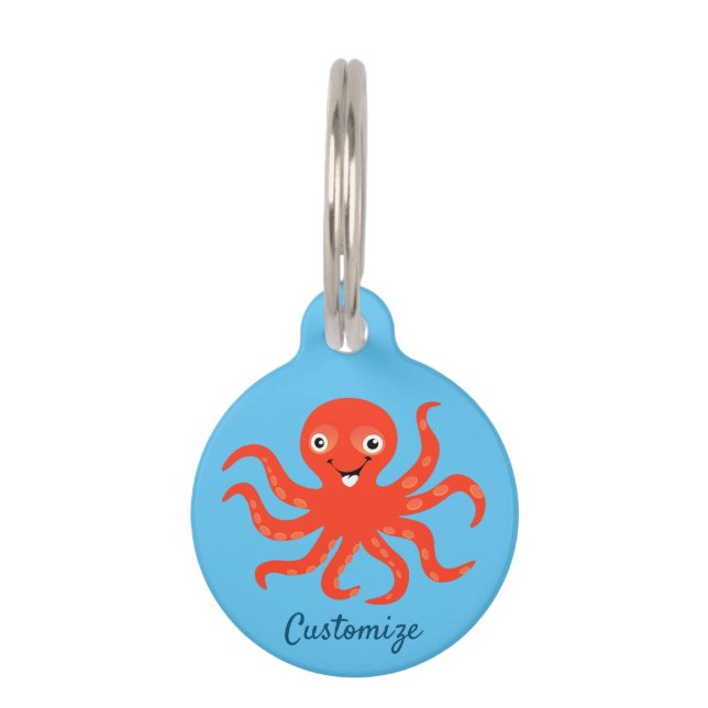 Médaillon Pour Animaux Coucou rouge souriant Octopus Thunder_Cove  (Devant)