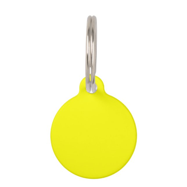 Médaillon Pour Animaux Couleur uni jaune néon (Devant)