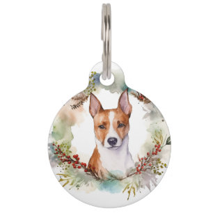 Médaillon Pour Animaux Coupe de fête de la couronne de Noël Basenji