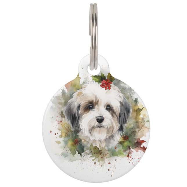 Médaillon Pour Animaux Coupe festive de germe de Noël Havanais (Devant)