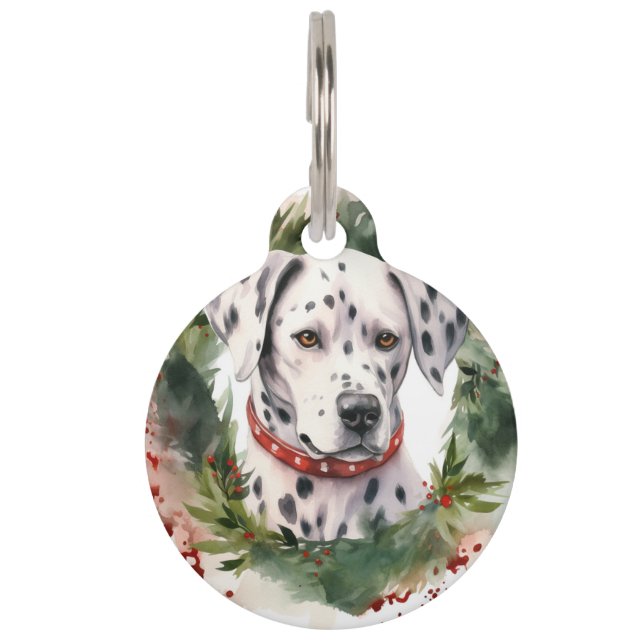 Médaillon Pour Animaux Coupe festive de la couronne de Noël dalmate (Devant)