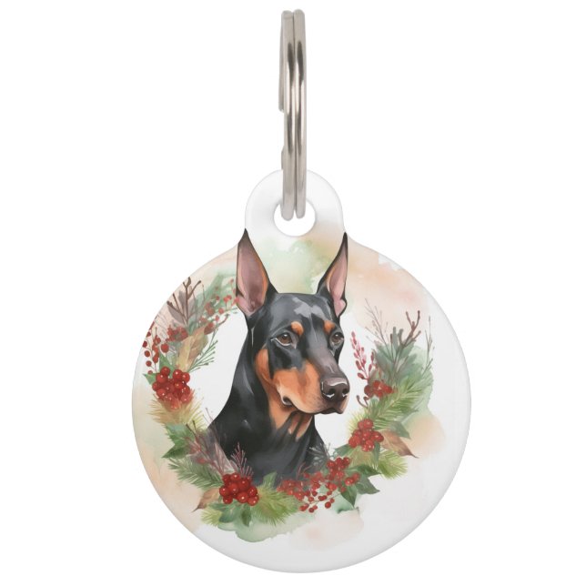 Médaillon Pour Animaux Coupe festive Doberman Christmas Wreath (Devant)