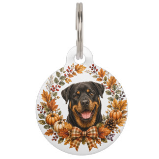 Médaillon Pour Animaux Couronne d'automne Rottweiler