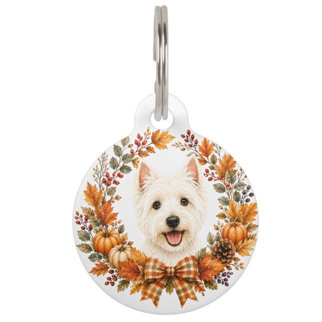 Médaillon Pour Animaux Couronne d'automne Westie (Devant)