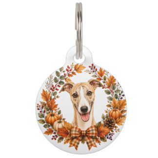 Médaillon Pour Animaux Couronne d'automne Whippet