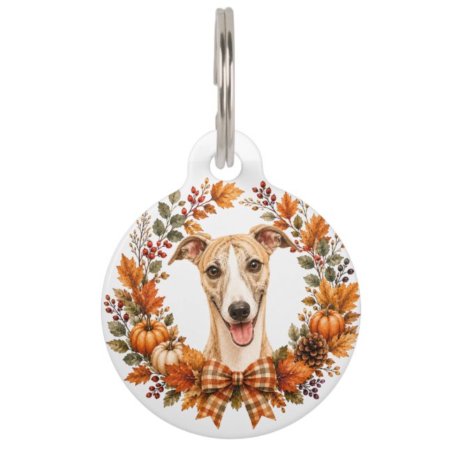Médaillon Pour Animaux Couronne d'automne Whippet (Devant)