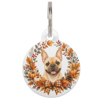 Médaillon Pour Animaux Couronne de chien bouledogue français d'automne