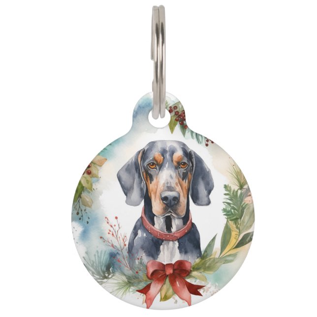 Médaillon Pour Animaux Couronne de Noël Bluetick Coonhound Chien festif (Devant)