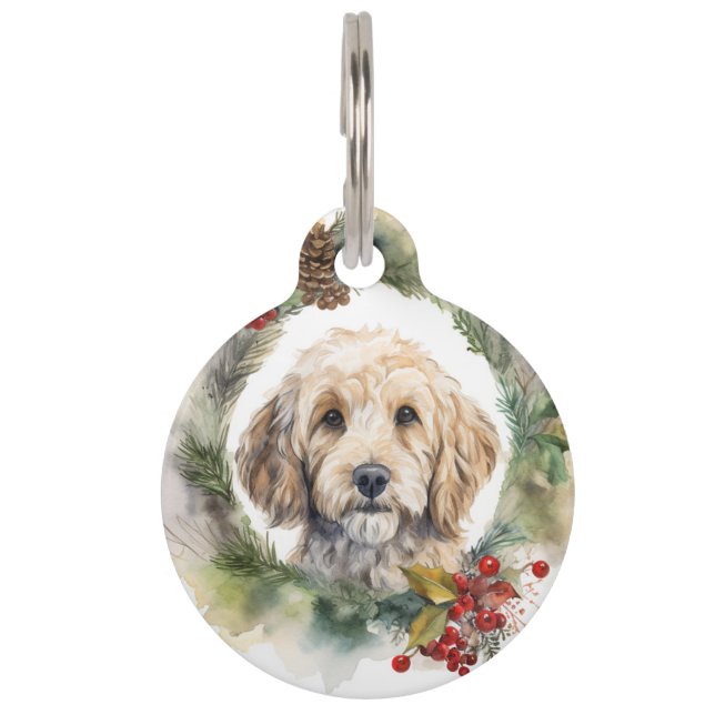 Médaillon Pour Animaux Couronne de Noël Cockapoo Chien festif (Devant)