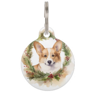 Médaillon Pour Animaux Couronne de Noël Corgi Chien de fête