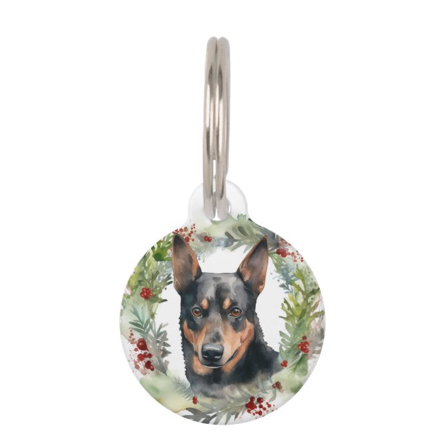 Médaillon Pour Animaux Couronne de Noël festive de Kelpie australien  (Devant)