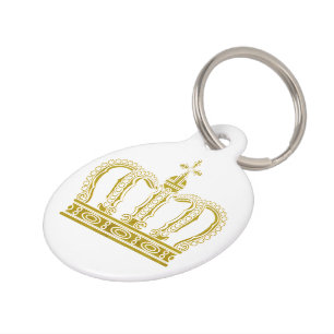 Médaillon Pour Animaux Couronne d'or + votre texte