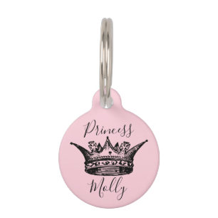 Médaillon Pour Animaux Couronne Ornée Princesse Rose