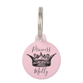 Médaillon Pour Animaux Couronne Ornée Princesse Rose