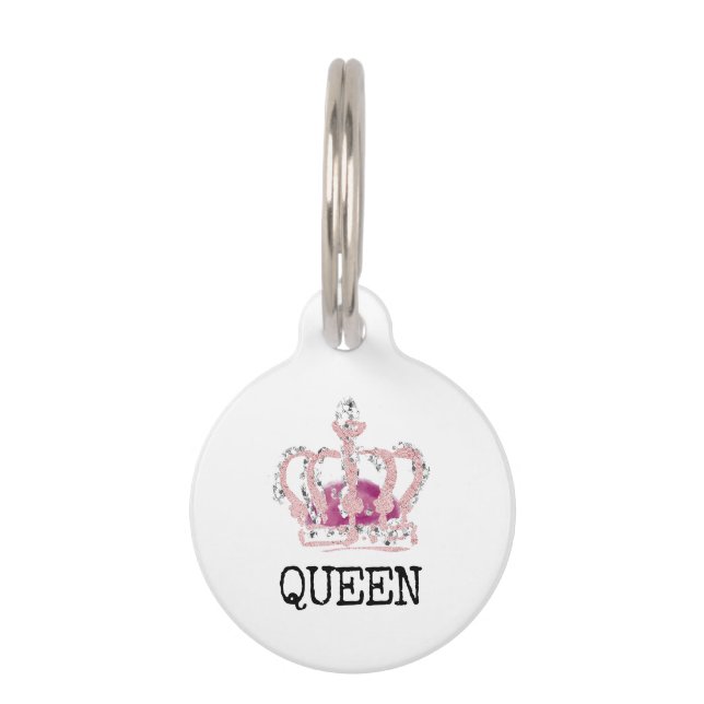 Médaillon Pour Animaux Couronne Rose Roi Reine (Devant)