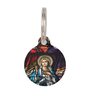 Médaillon Pour Animaux Couronnement de verre souillé béni de Vierge Mar