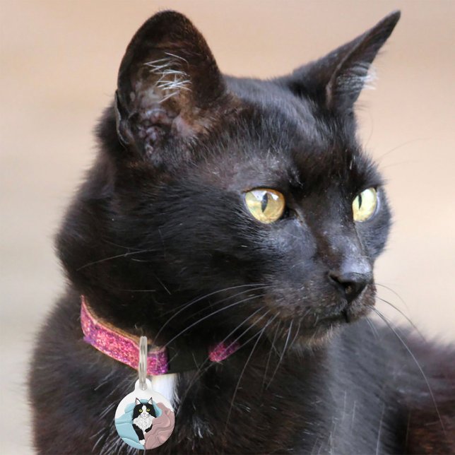 Médaillon Pour Animaux Couvertures de chat smoking fantaisiste rose et bl (Créateur téléchargé)
