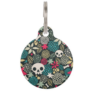 Médaillon Pour Animaux Crâne en fleurs