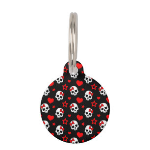 Médaillon Pour Animaux Crânes et coeurs de Goth