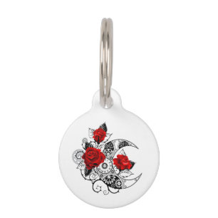 Médaillon Pour Animaux Croissant mécanique avec roses rouges