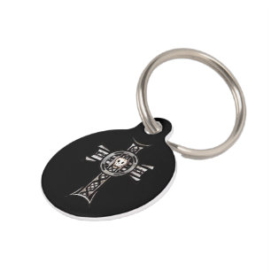 Médaillon Pour Animaux Croix celtique et crâne (argent)