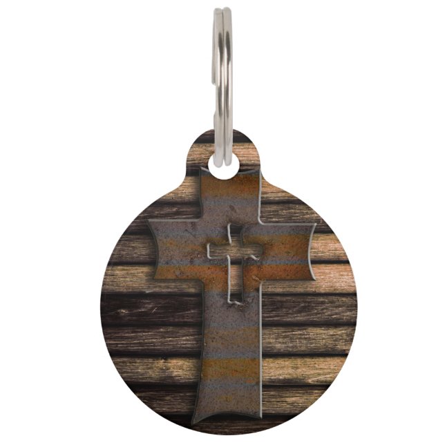 Médaillon Pour Animaux Croix en bois Brown naturelle (Dos)