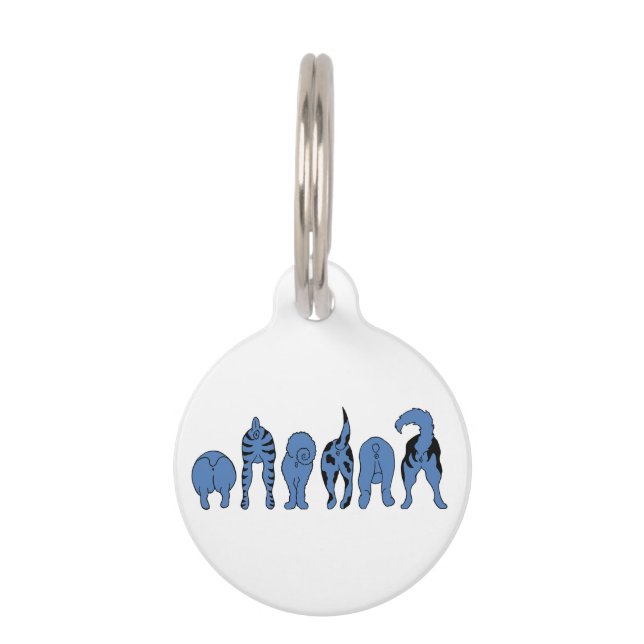 Médaillon Pour Animaux Culs de chien bleu (Devant)