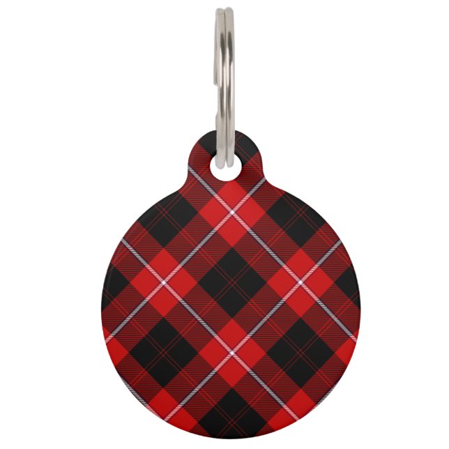 Médaillon Pour Animaux Cunningham Tartan rouge noir (Devant)