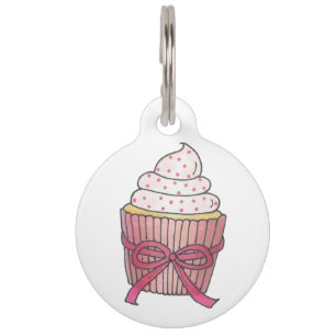 Médaillon Pour Animaux Cupcake Gelé Rose Saupoudrer Bow Gâteau Foodie