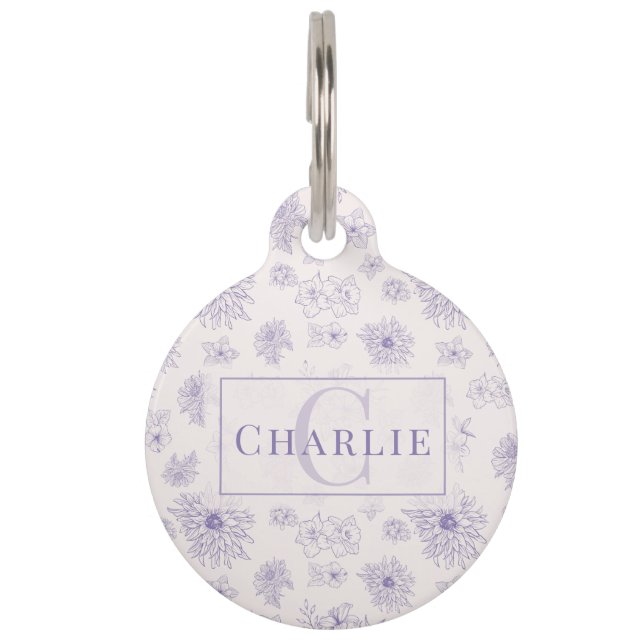 Médaillon Pour Animaux Custom Botanical Monogram | Personalized Pet ID (Devant)