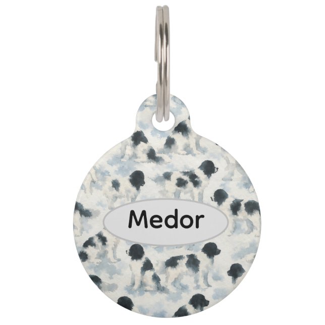 Médaillon Pour Animaux Custom Landseer Newfoundland dog watercolor  (Devant)