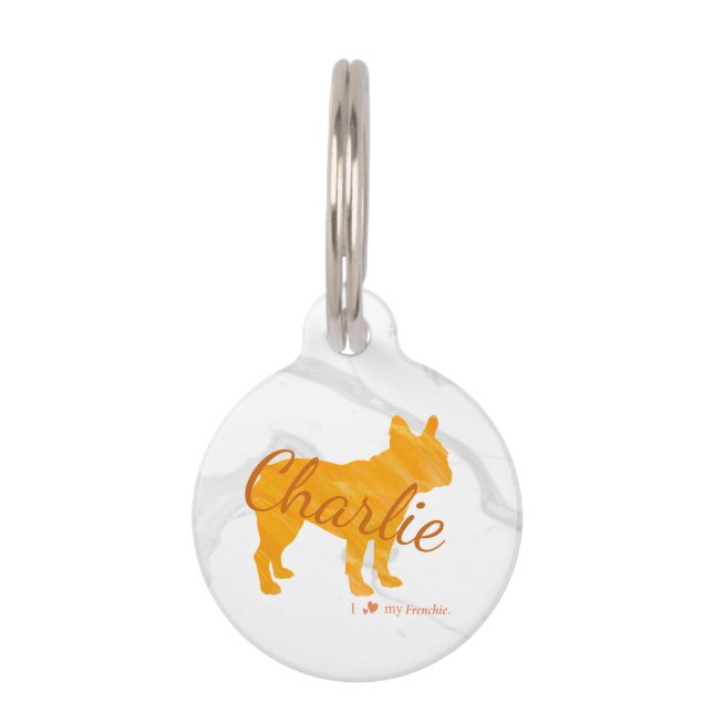 Médaillon Pour Animaux Custom Pastel Orange French Bulldog - Frenchie (Devant)