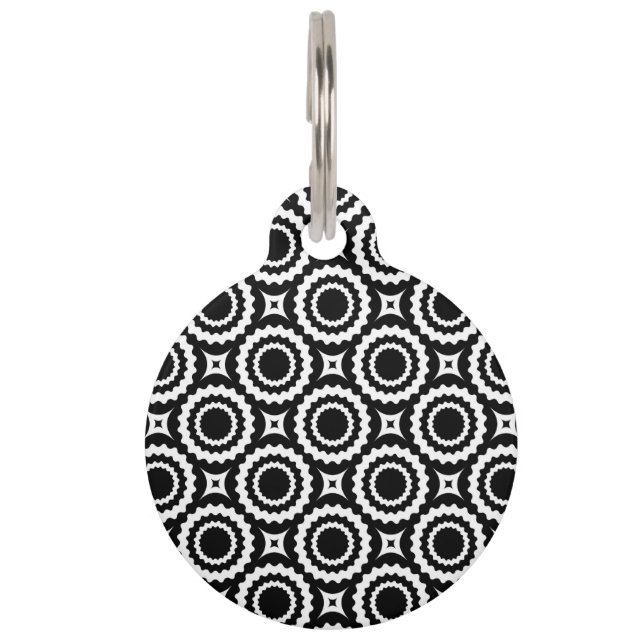 Médaillon Pour Animaux Cute black white zigzag circles pattern (Devant)