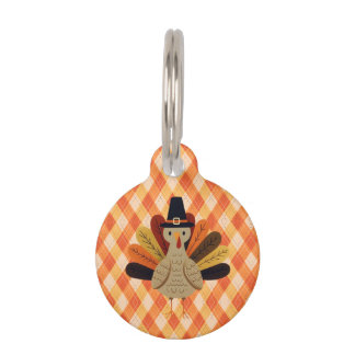 Médaillon Pour Animaux Cute, classique/vintage Thanksgiving Turquie