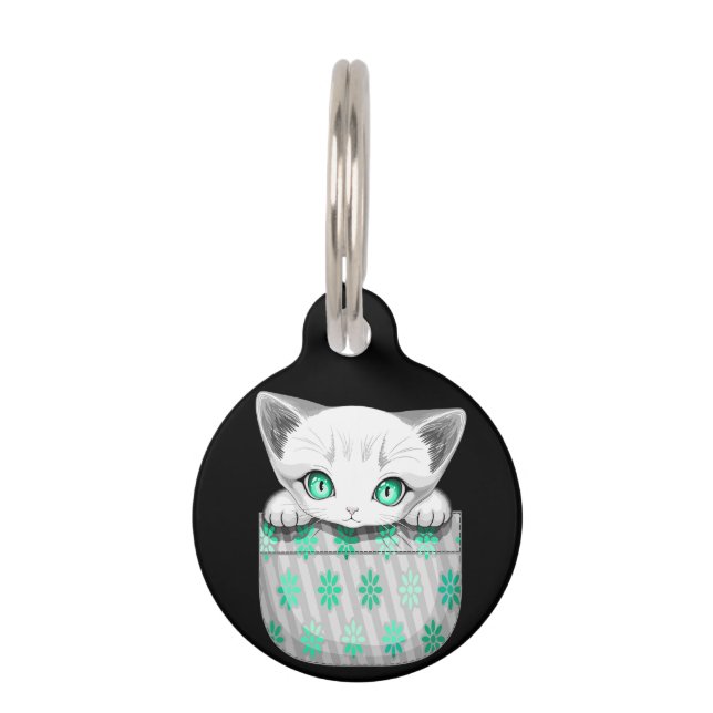 Médaillon Pour Animaux Cute de chat et pointe joueuse à partir d'une poch (Devant)