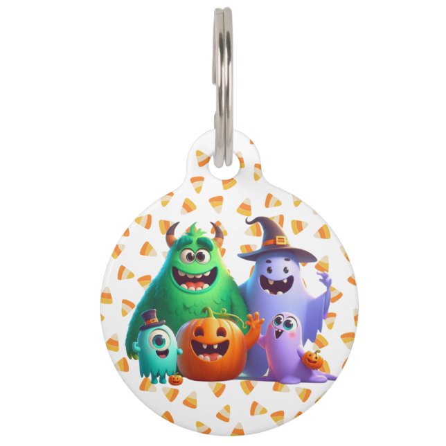 Médaillon Pour Animaux Cute et Cool, monstres d'Halloween (Devant)
