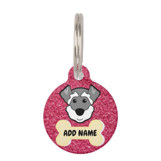 Médaillon Pour Animaux Cute Grey Schnauzer Arrière - plan rose