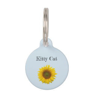 Médaillon Pour Animaux Cute Kitty Chat Tournesol jaune