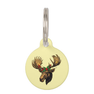 MÉDAILLON POUR ANIMAUX CUTE MOOSE CHRISTMAS DESIGN