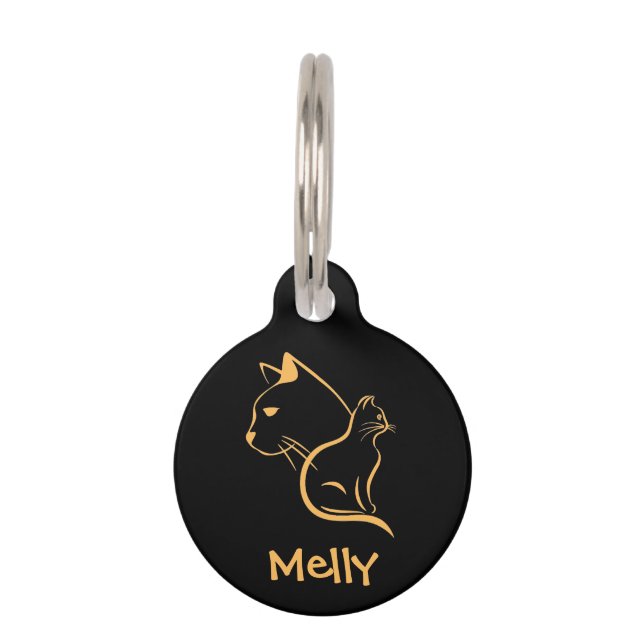 Médaillon Pour Animaux Cute Personalized Name Black Cat (Devant)