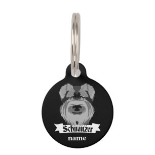 Médaillon Pour Animaux Cute Schnauzer noir et blanc