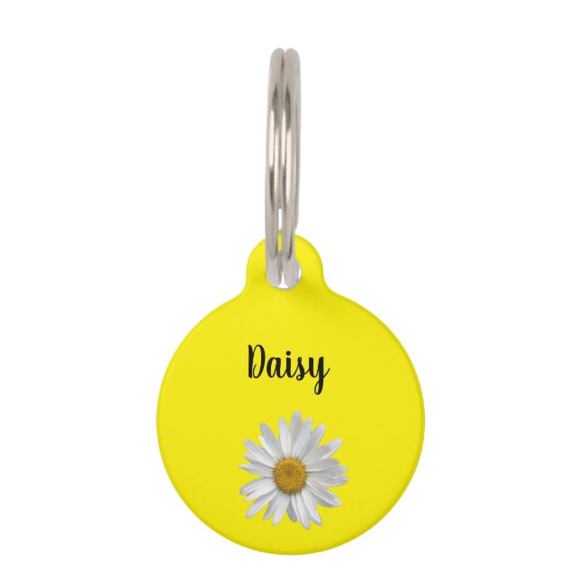 Médaillon Pour Animaux Cute White Daisy Floral Jaune (Devant)